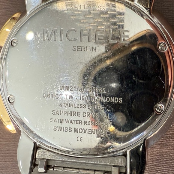 Michele Serein Diamond TwoTone Gold / Silver Swiss Watch GH11500SS -MW21A01C5966 - Picture 8 of 8